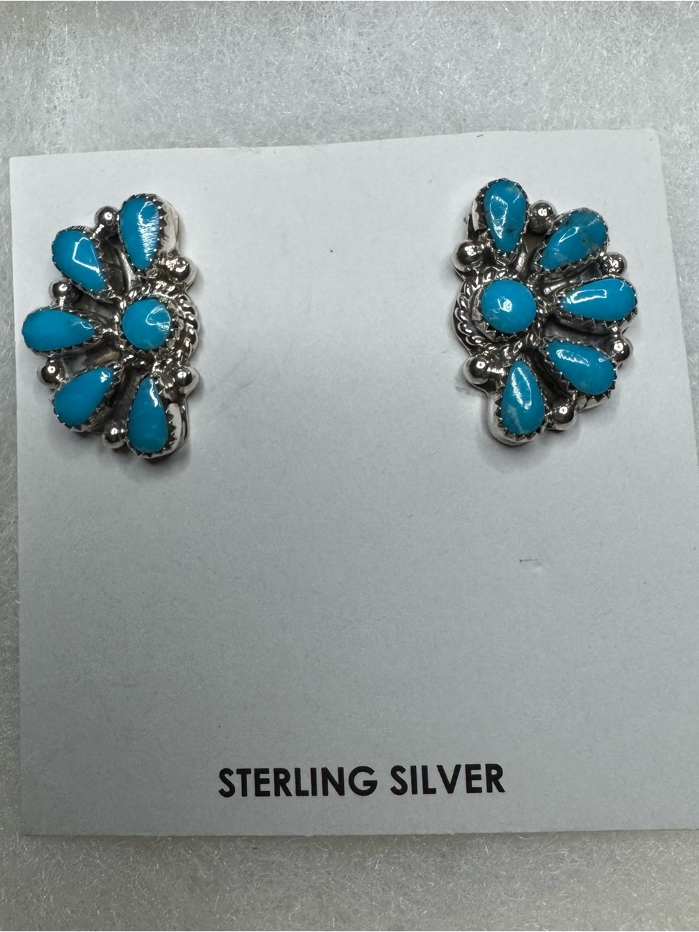 Turquoise Floral Cluster Stud Earrings